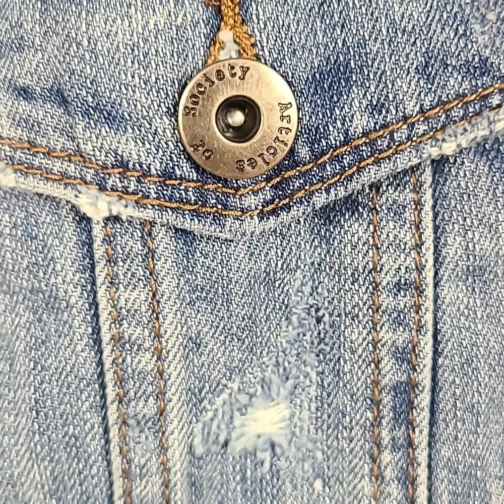 Articles of Society Distressed Denim Trucker Jacket Medium Wash Women XS Capsule